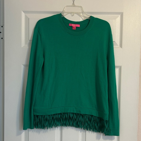 Lilly Pulitzer Tops - Lilly Pulitzer Marguerite Fringe Sweater Emerald Isle Green Small